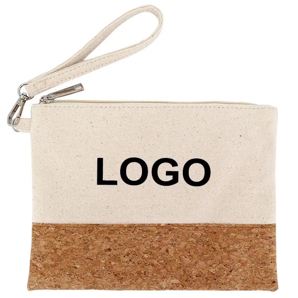 Portable Cork Canvas Cosmetic Zipper Bag 1