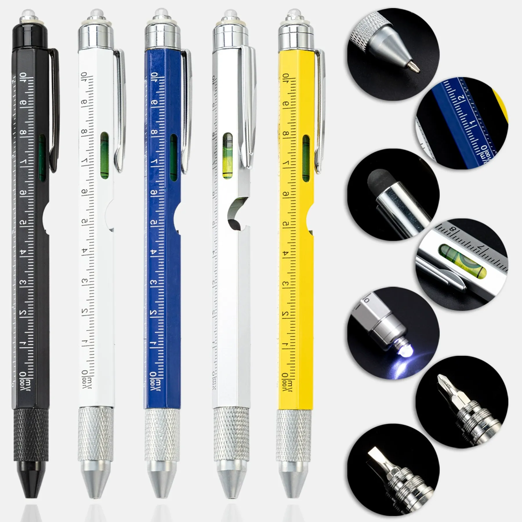 9 in 1 Metal Multi Tool LED Light Touch Ballpoint Pen 5