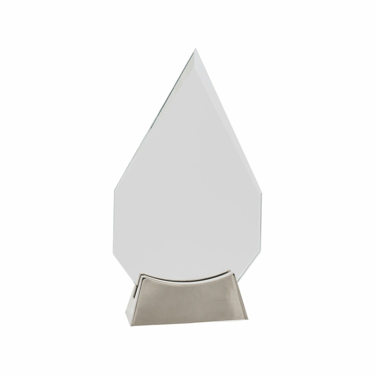 8 1/2" Clear Diamond Platinum Glass Award w/ Metal Base 3