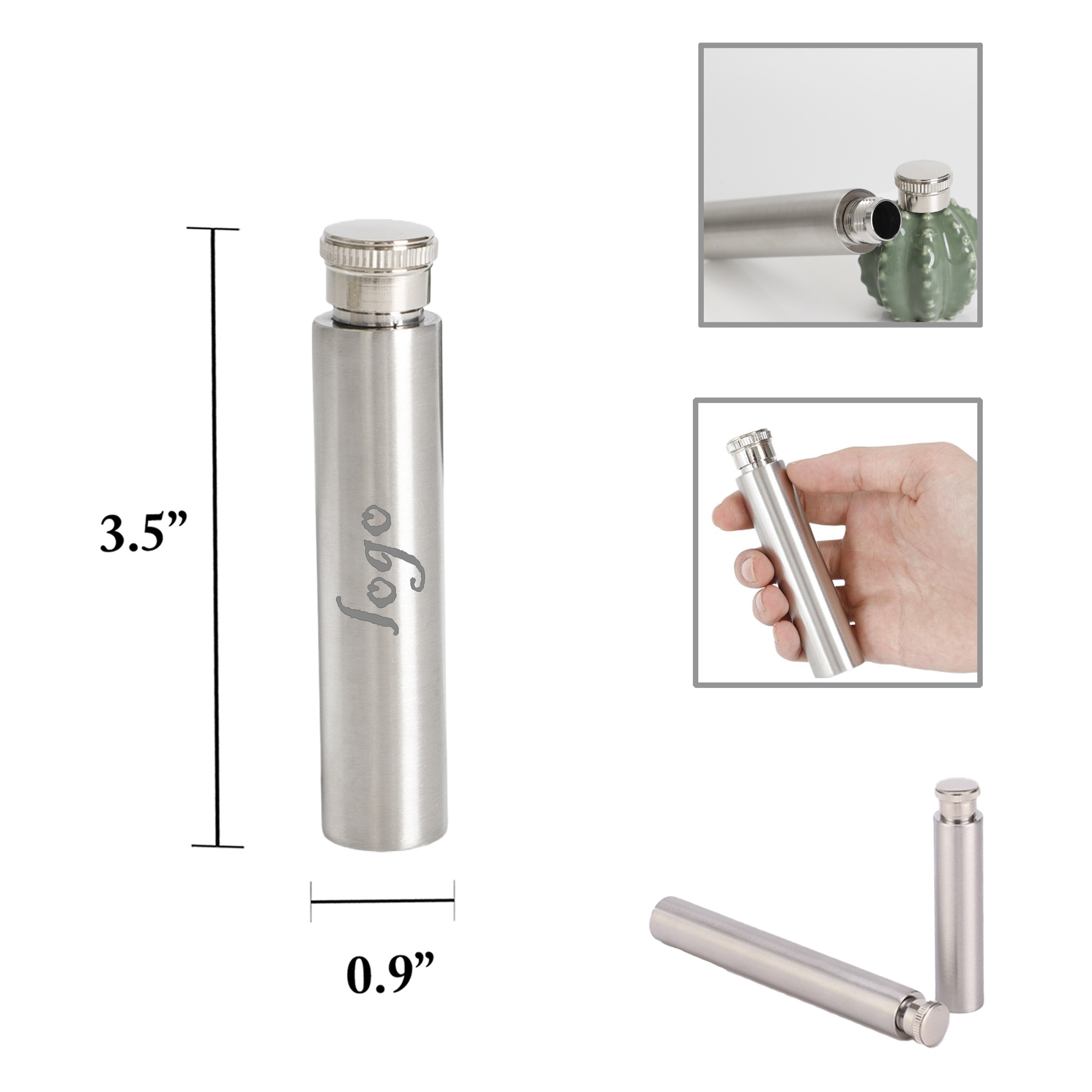 MOQ50 1oz Stainless Steel Cigar Flask, custom water bottle with logo imprint 3