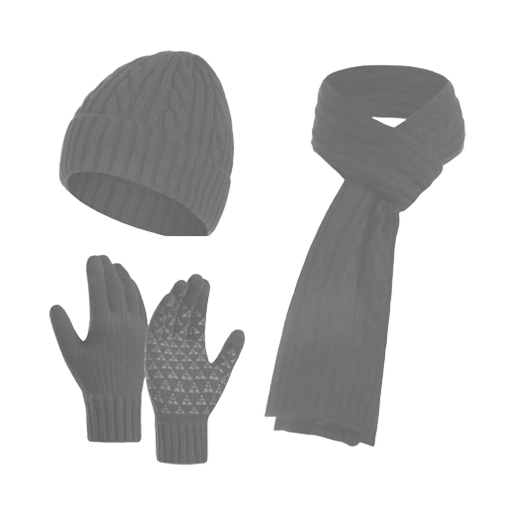 Classic Twisted Design Scarf Gloves Hat Set 7