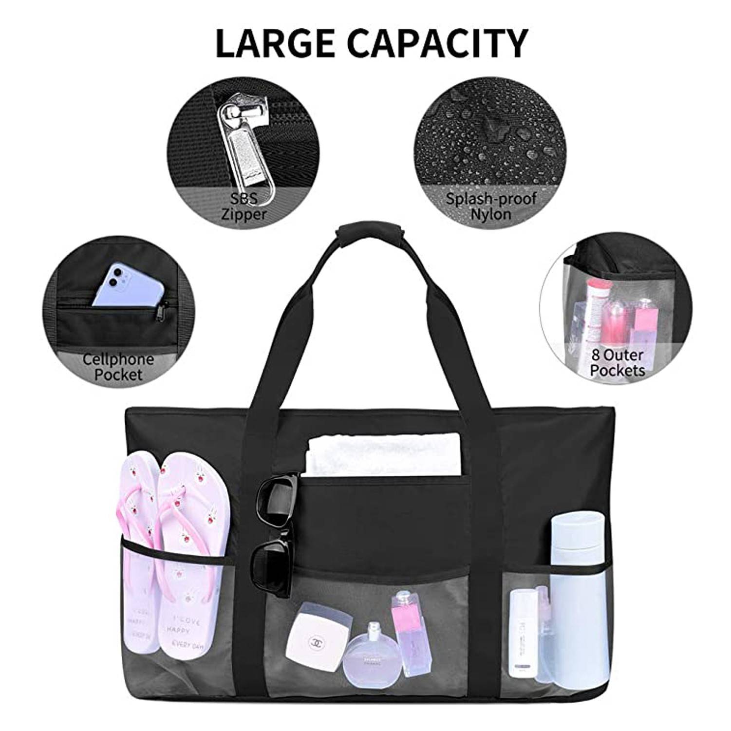 Extra Large Mesh Beach Bag, custom tote bag with logo imprint 1