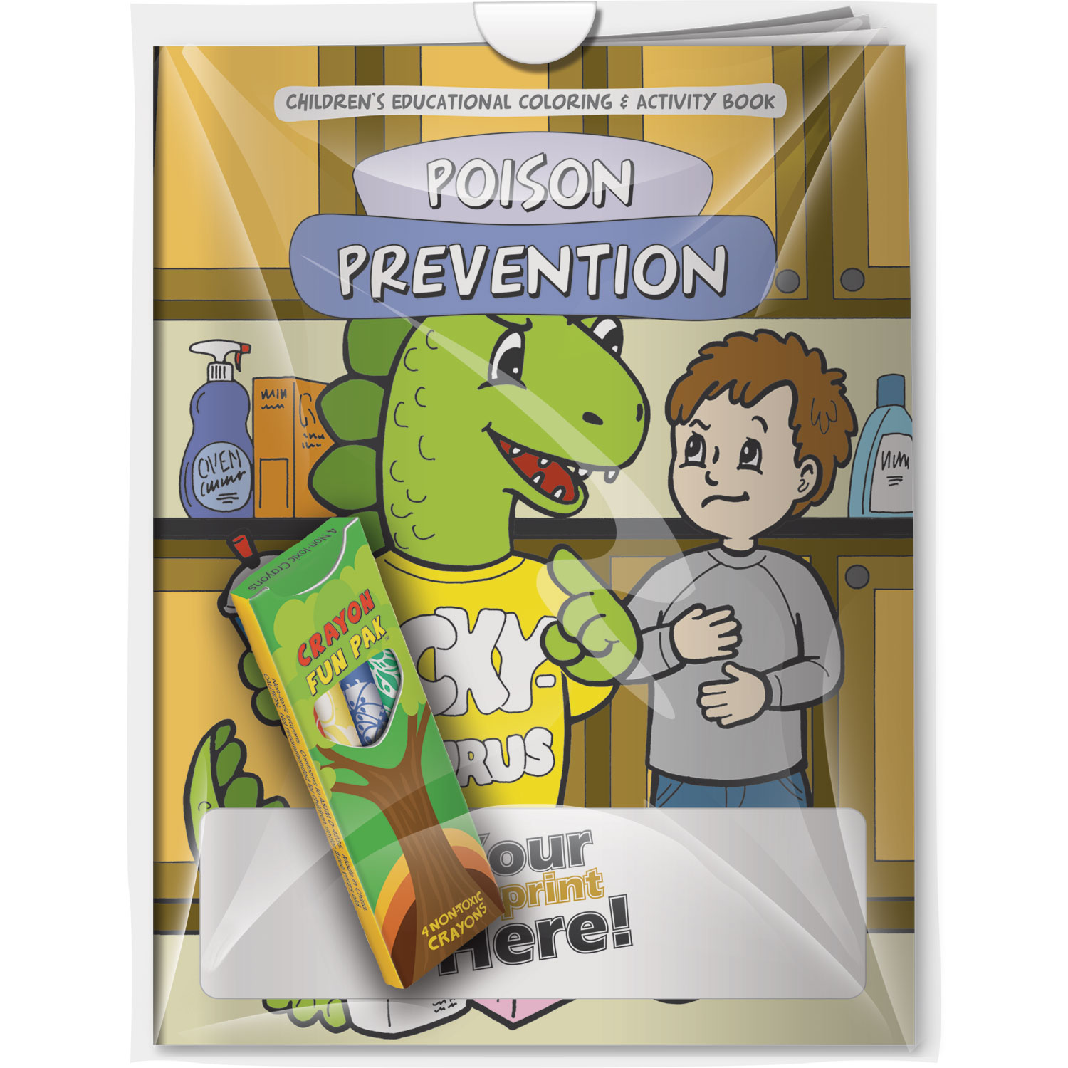 Combo Pack - CB1009 Coloring Book & 4-Pack of Crayons (Imprinted) in a Poly Bag 3
