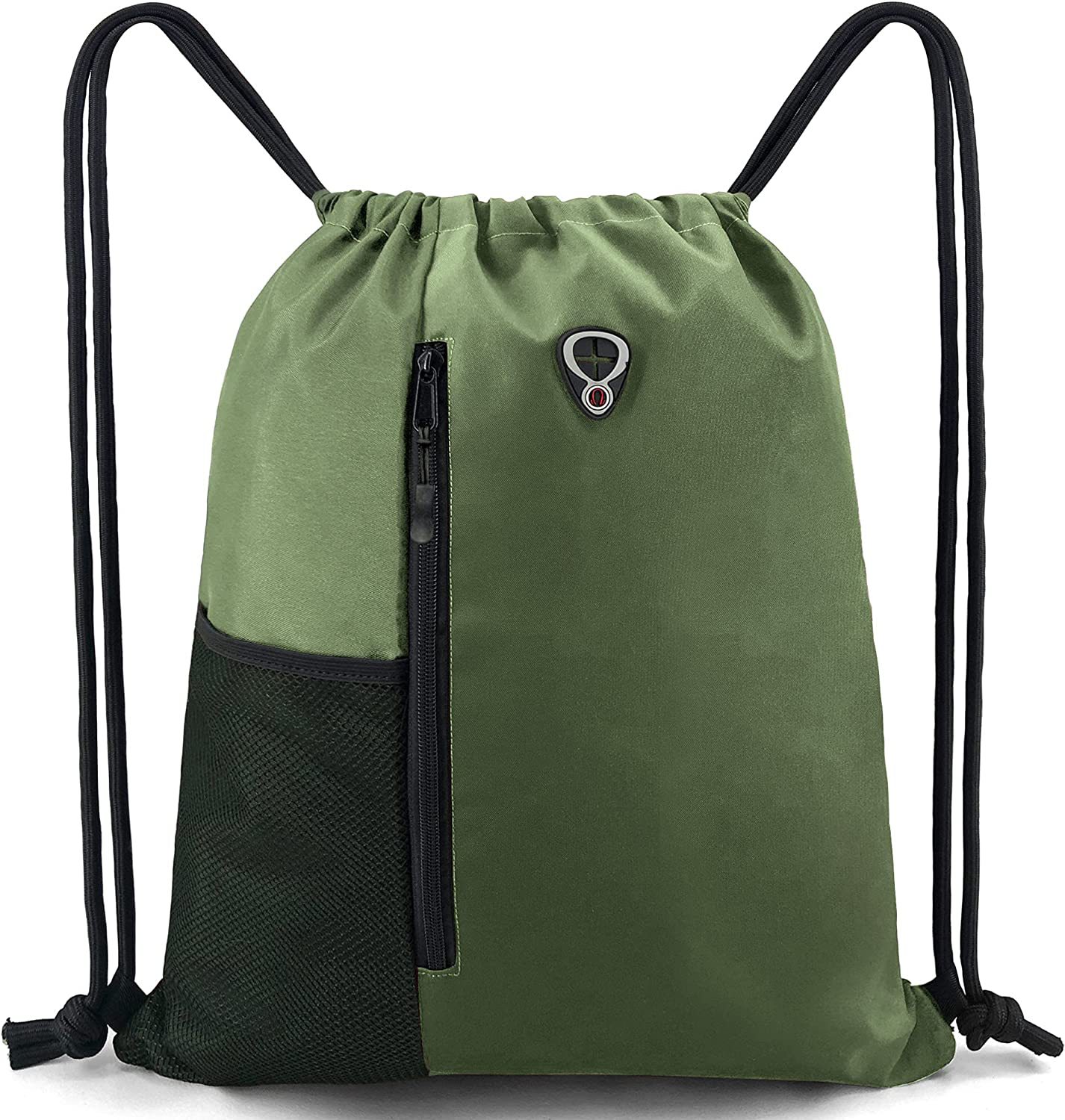 Drawstring Backpack with Zipper and Mesh Pockets 11