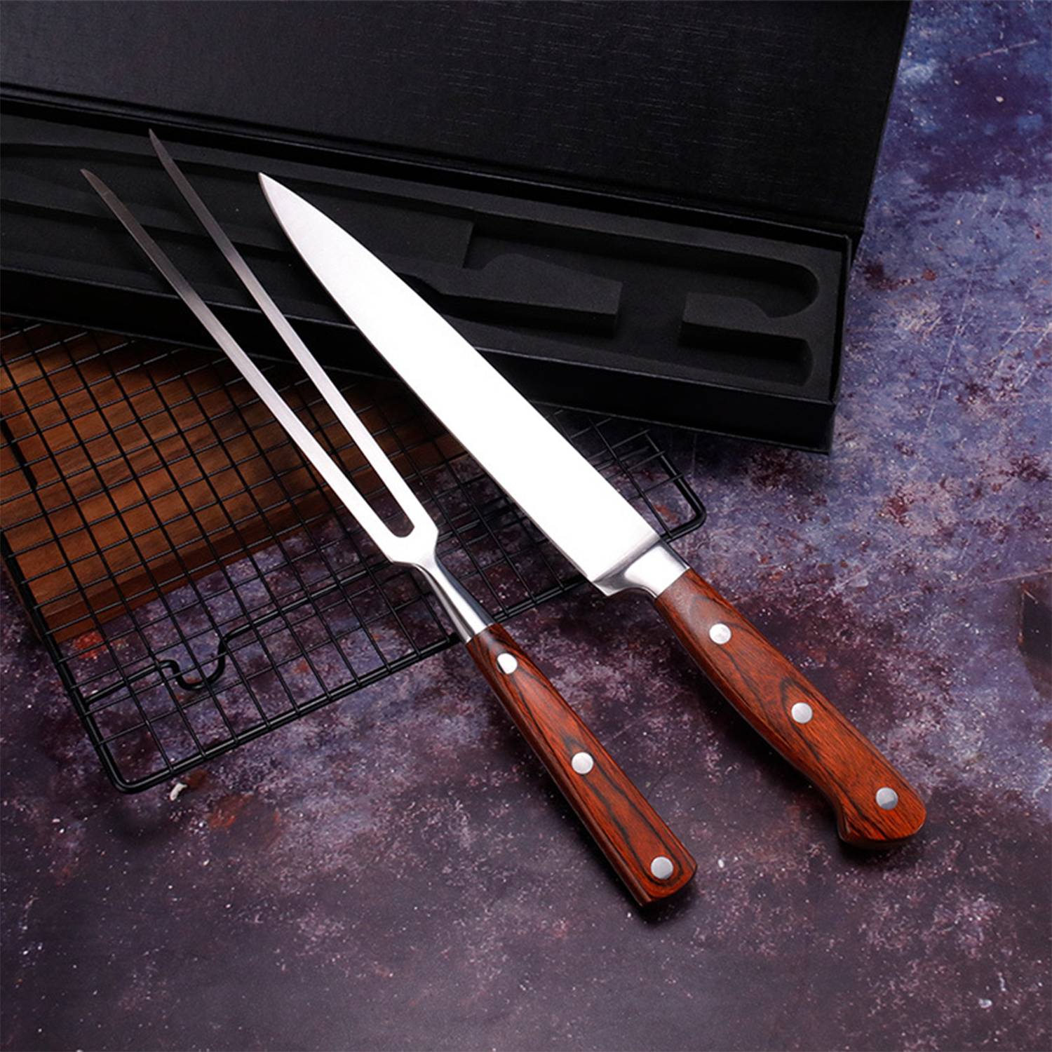Stainless Steel Barbecue Knife & Fork Set 2
