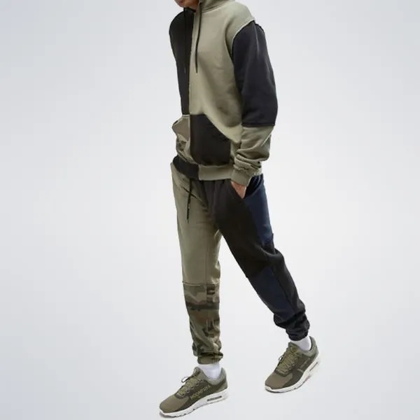 Men's Winter Joggers with Camo Splicing, Side Pockets 3