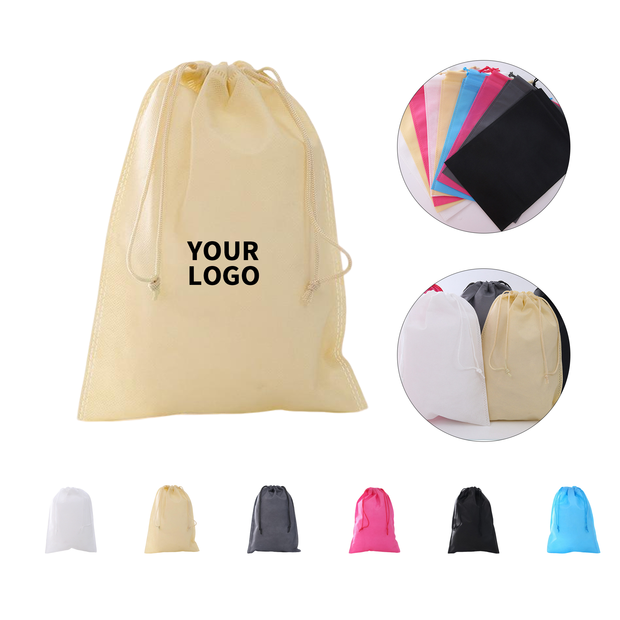 Non Woven Drawstring Storage Bag 12" x 16" Dustproof Travel Pouch 2