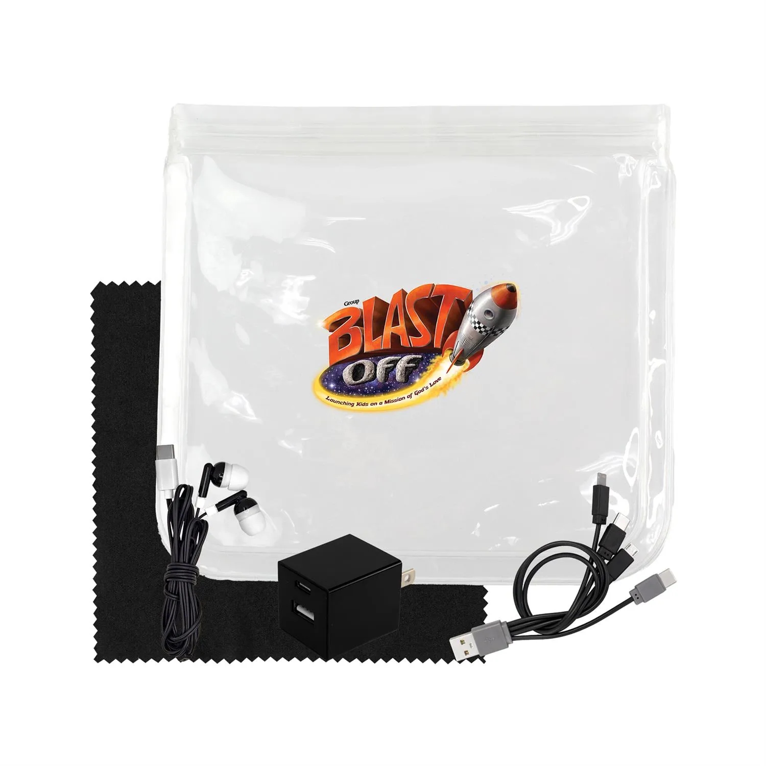 Clear Wall, Cable, Ear Bud & Cloth Set 15