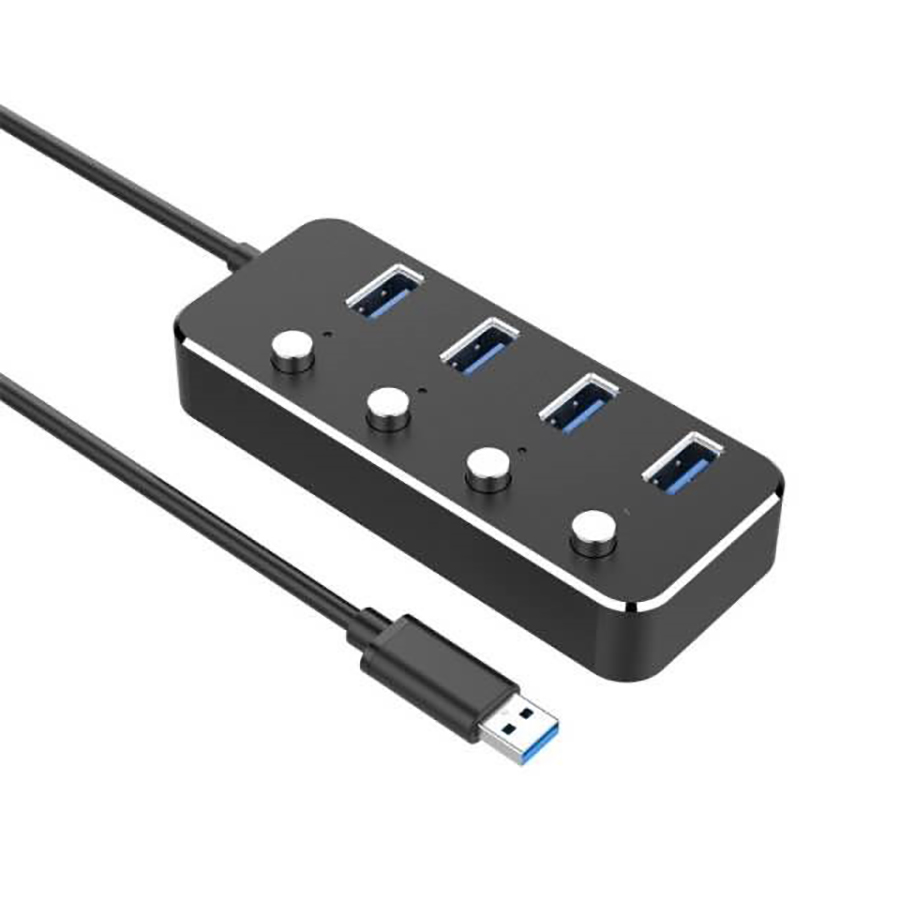 USB 3.0 Hub Aluminum 4 Ports Individual Power Control, Support both Data Transfer and Charging 4