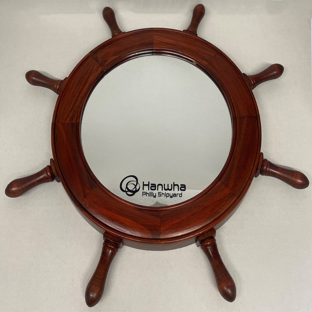 Nautical Wooden Ship Wheel Mirror 1