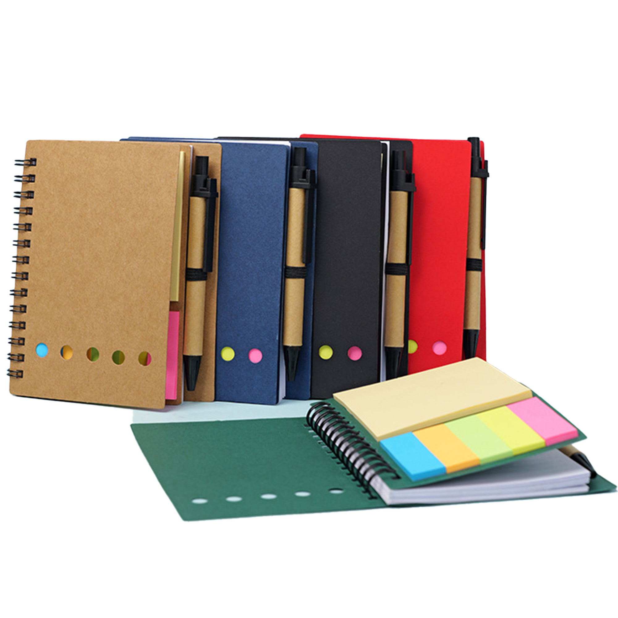 Customizable Multi-Functional Kraft Paper Cover Notebook with Pen & Sticky Notes 1