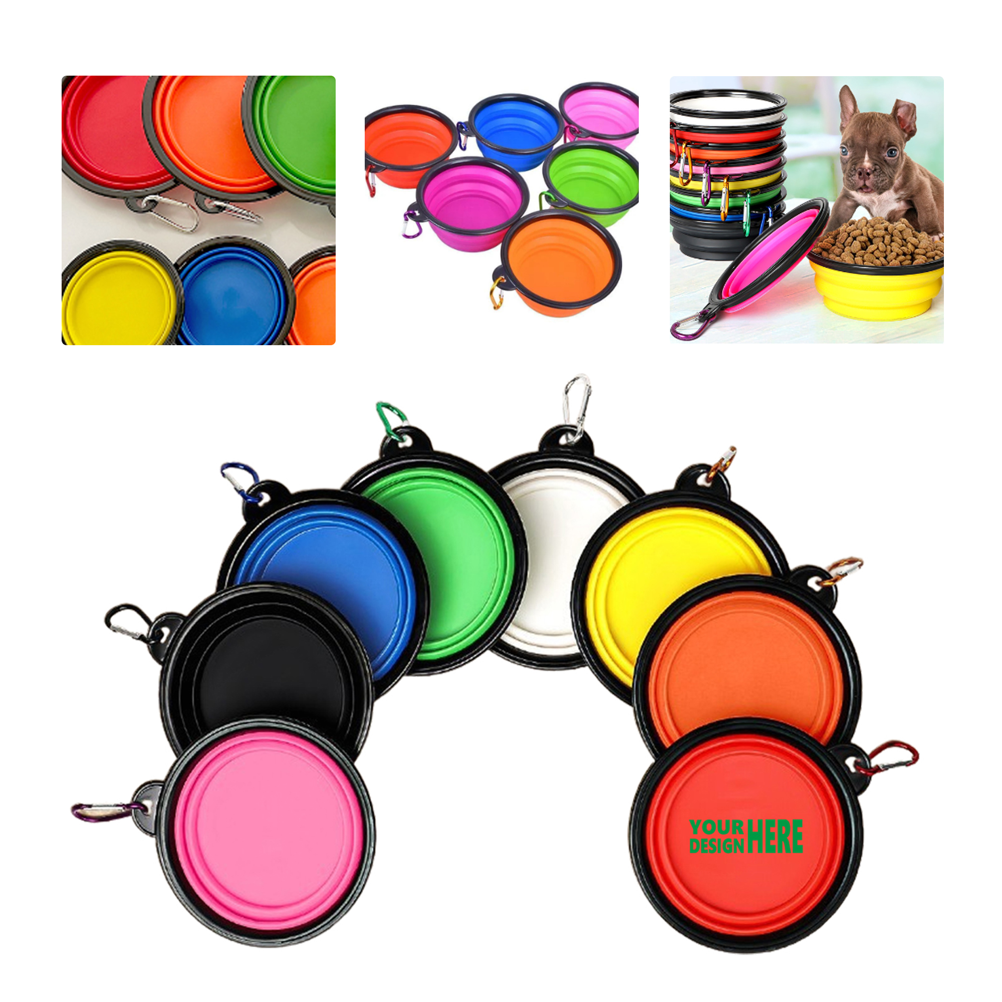 MOQ50 Portable Collapsible Pet Bowl with Carabiner 2