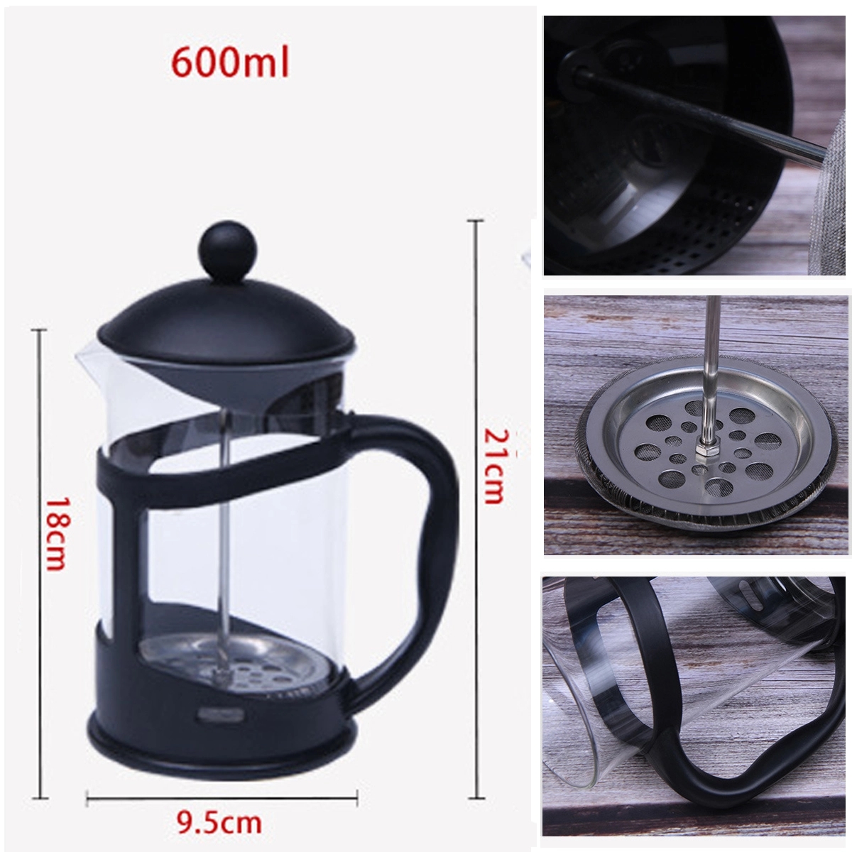 French Press Coffee Maker 600ml 1