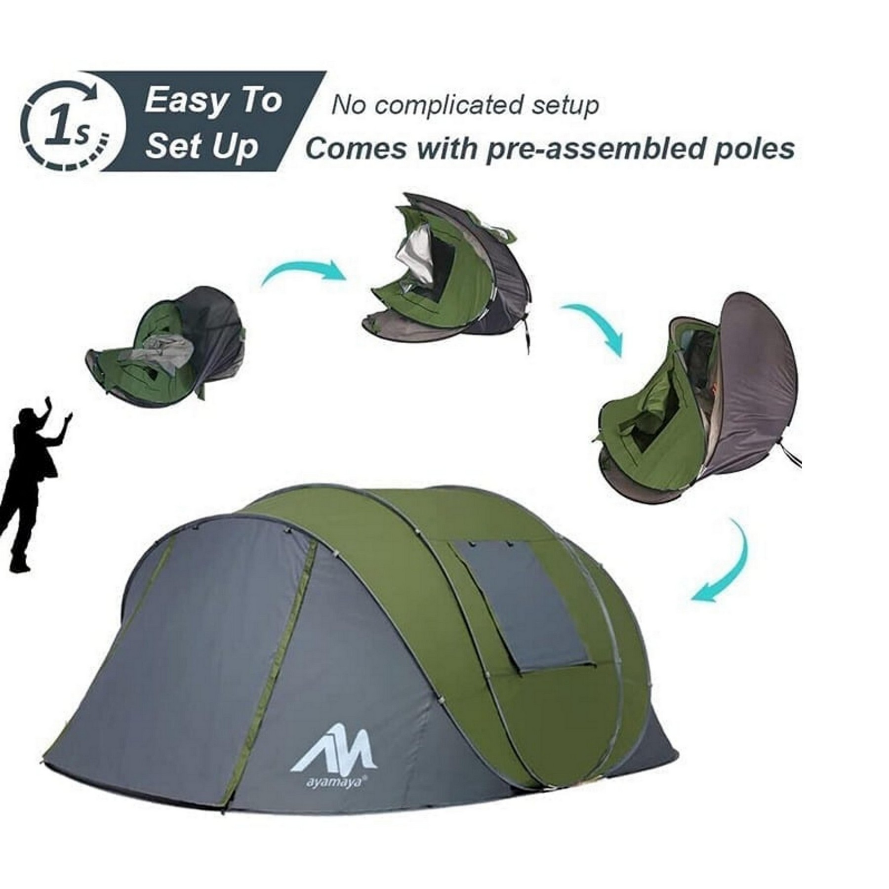 4 Person Pop Up Camping Tent ( 97" X 57" X 43" ) 2