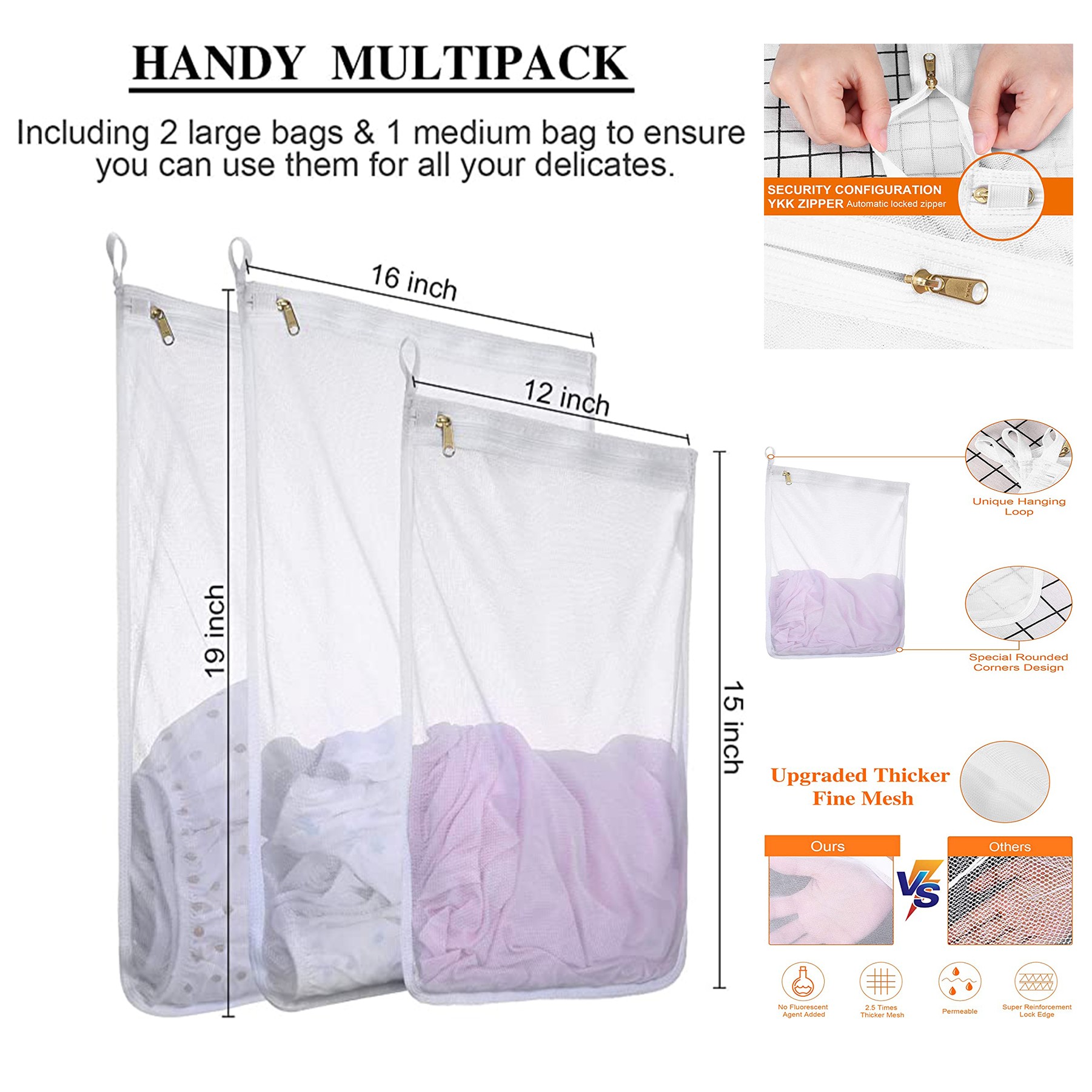 Mesh Laundry Bag for Delicates with Zipper 2