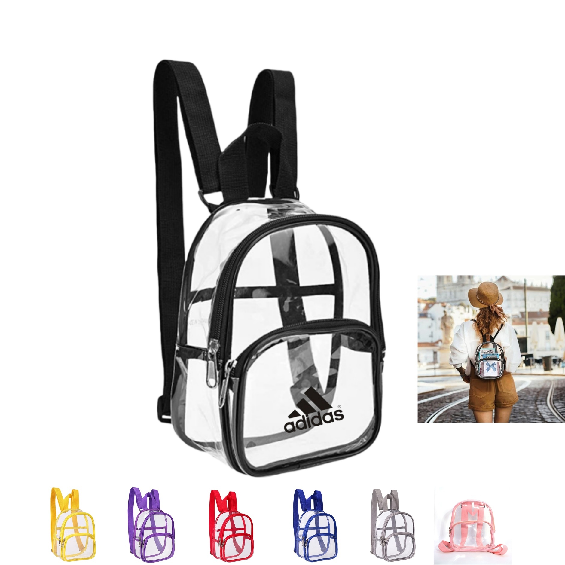 Clear Backpack PVC Transparent Backpack Clear Book Bag 6