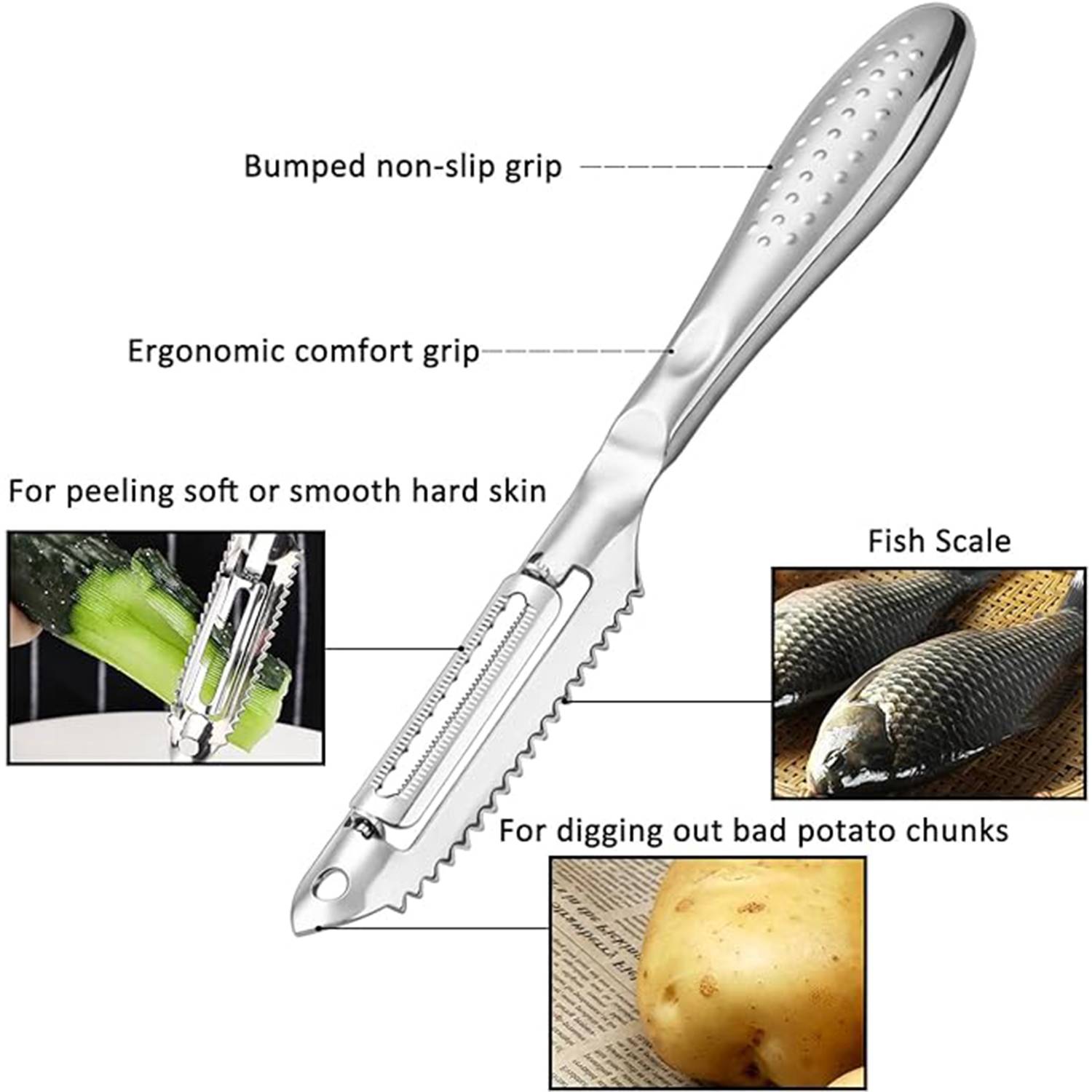 Kitchen Fish Scaler Fruit Vegetable Peeler 8