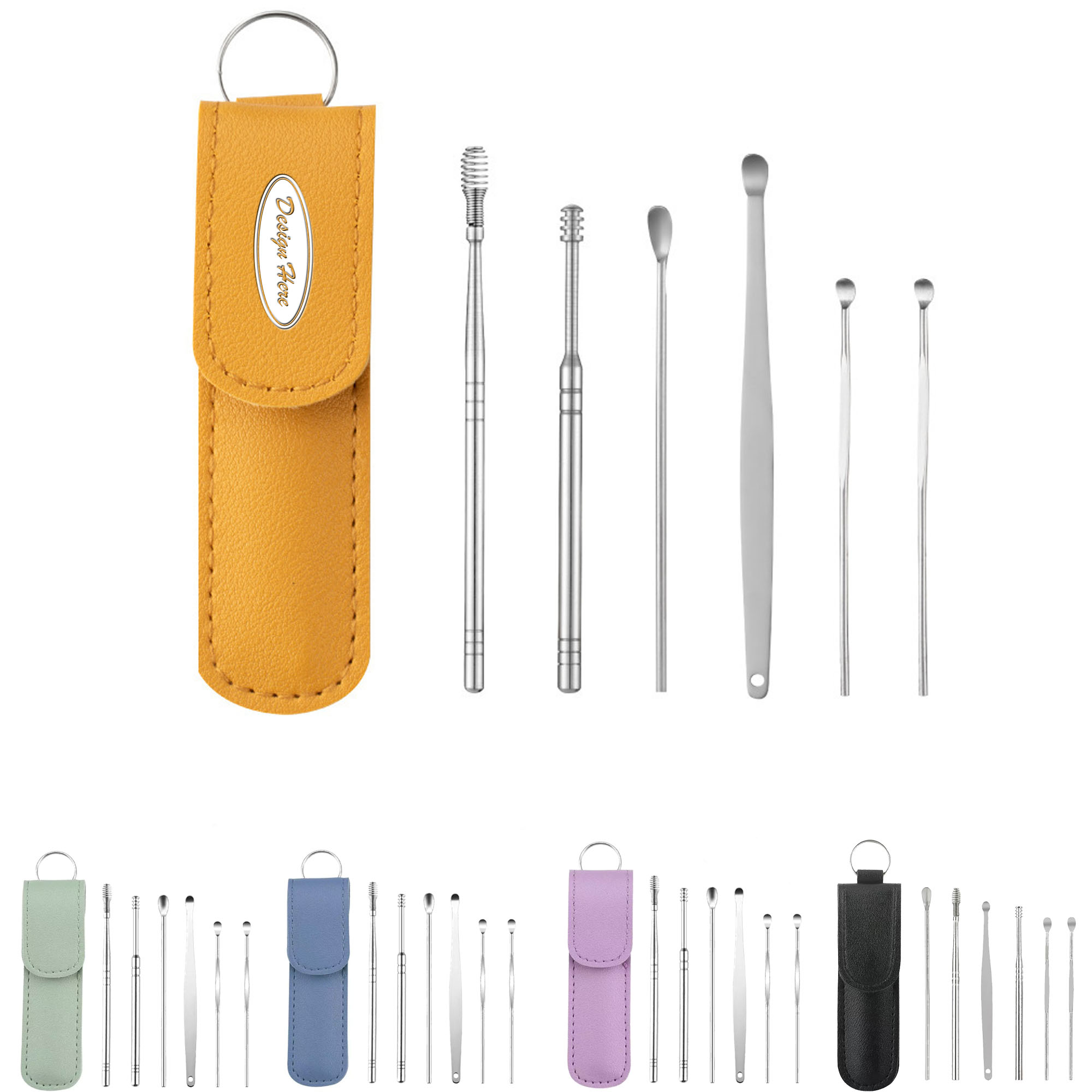 Portable 6-Piece Ear Cleaning Kit with Leather Case Ear Picks 3
