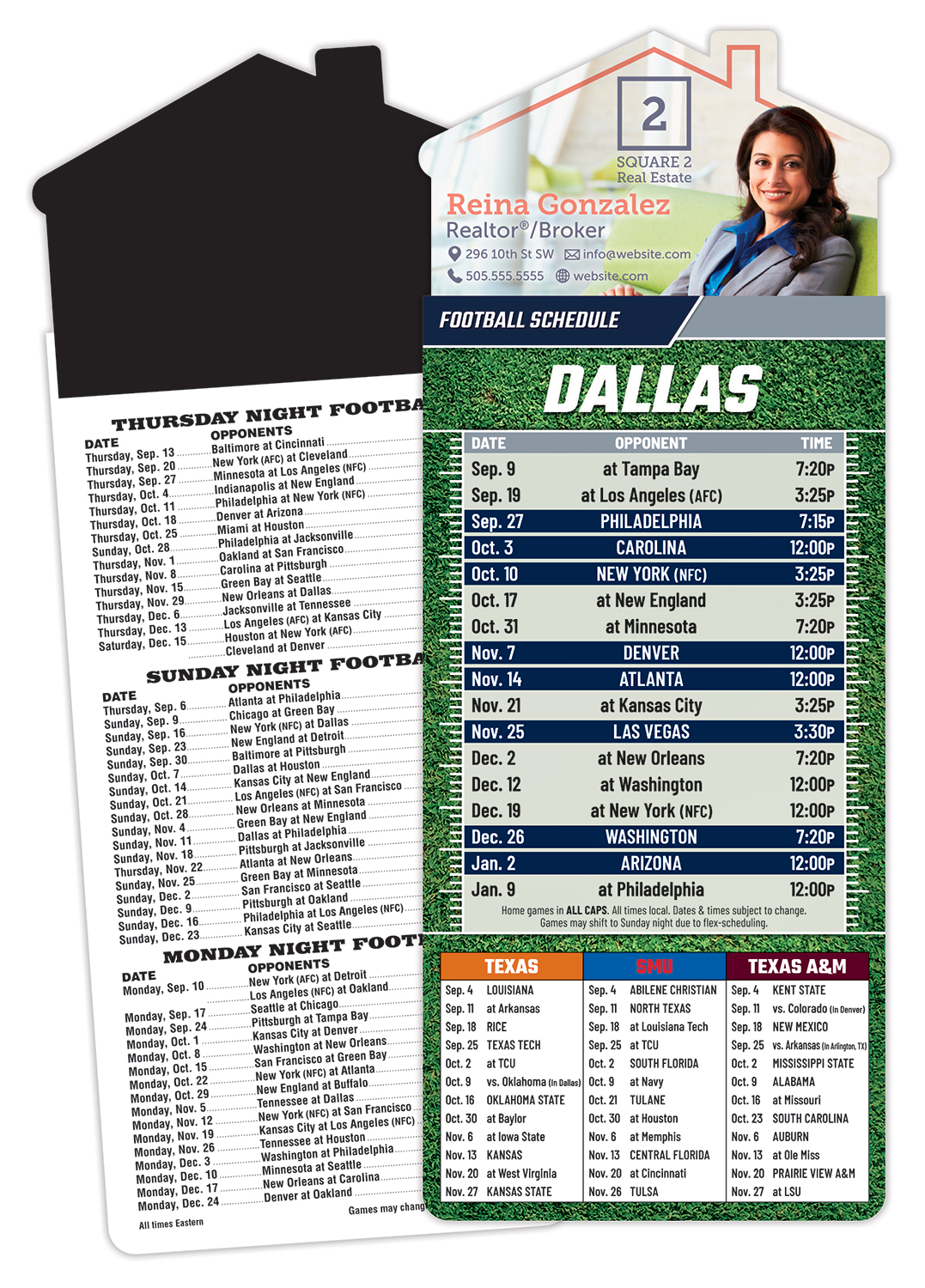 Magna-Card House Shape Magnet Football Schedules (3.5x9) 1