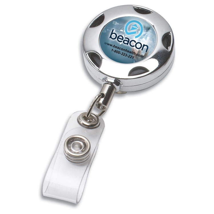 32" Cord Round Chrome Solid Metal Sport Retractable Badge Reel and Badge Holder with Laser Imprint 5
