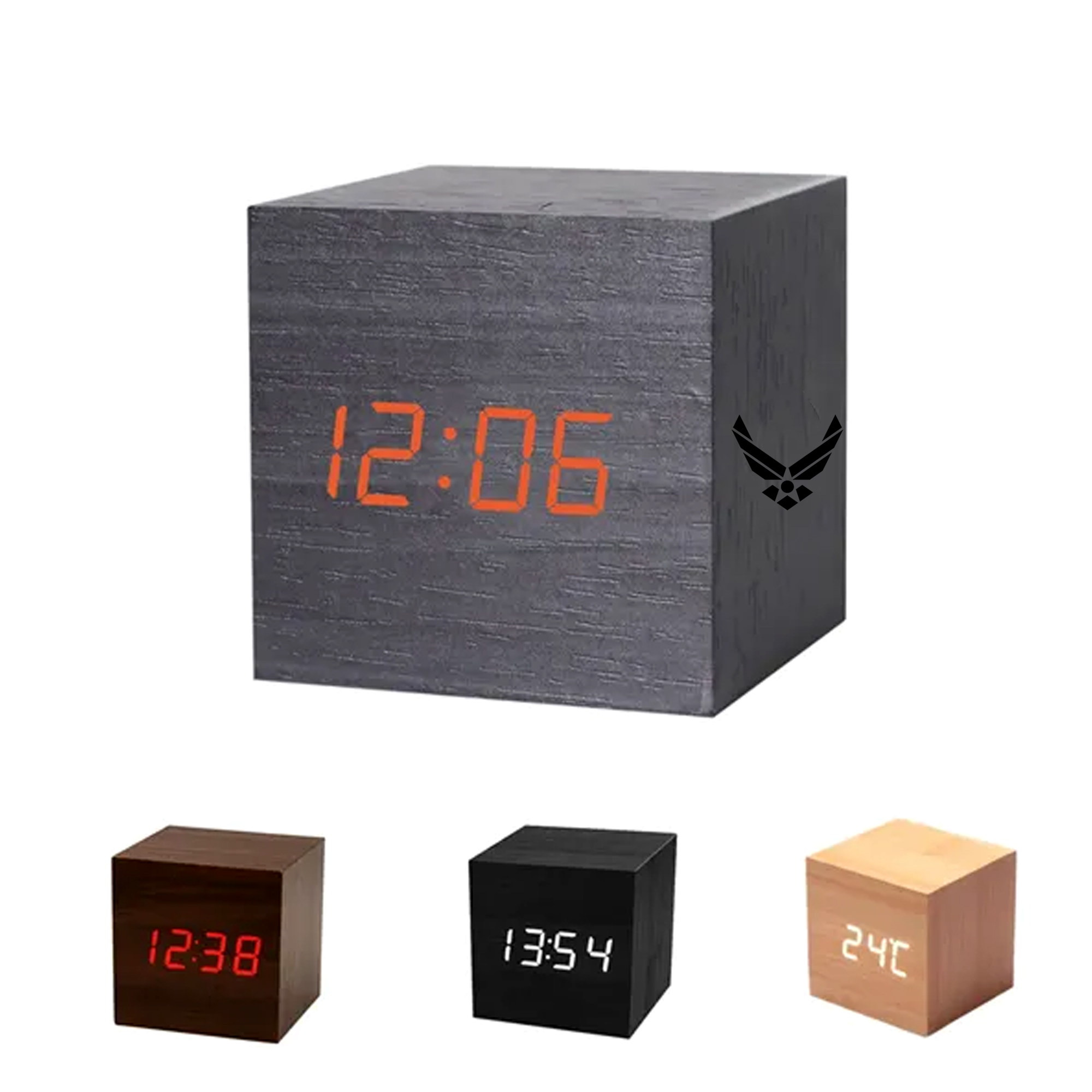 Minimalist Bamboo LED Cube Alarm Clock 1