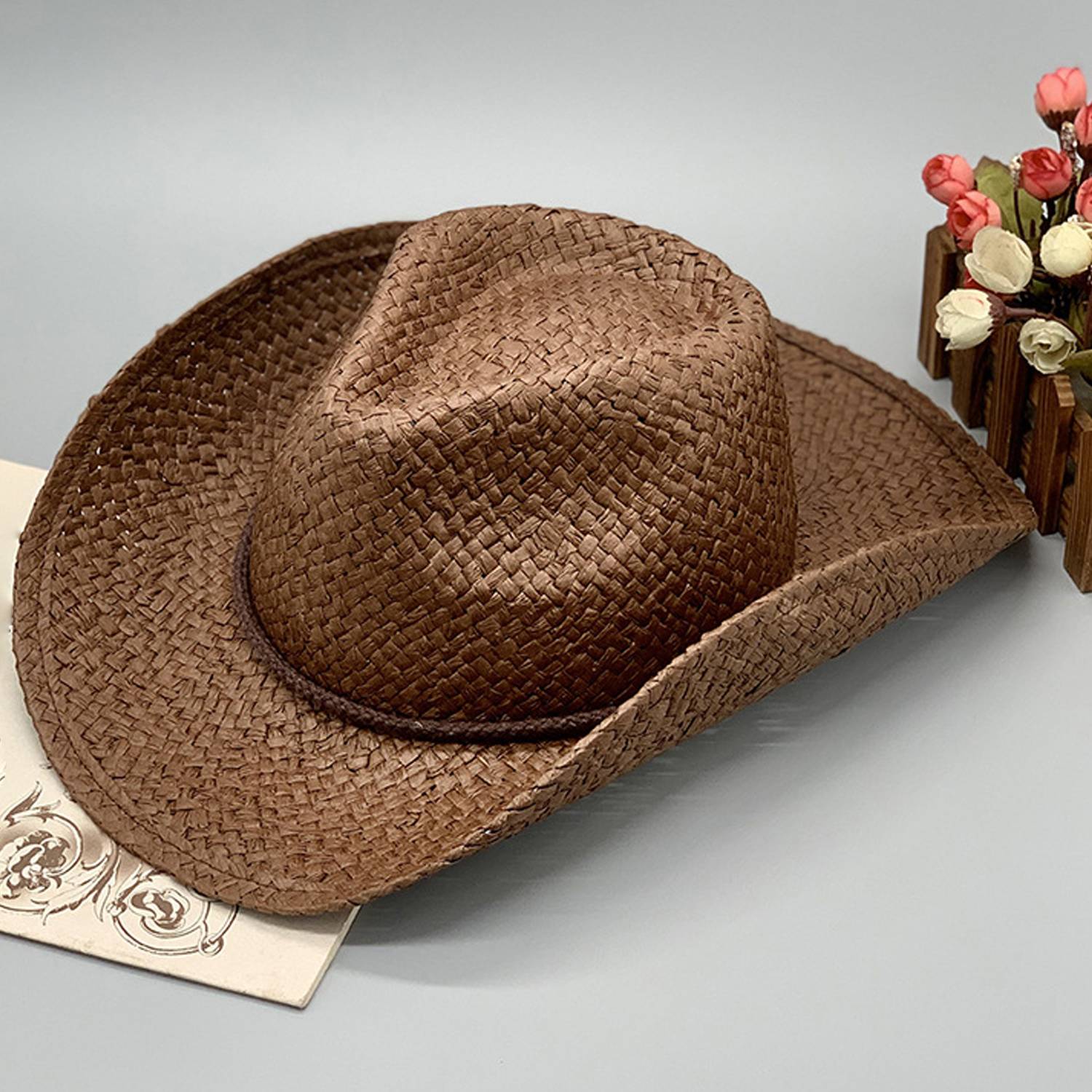 Men And Women Pull Grass Hand Woven Western Cowboy Hat 4