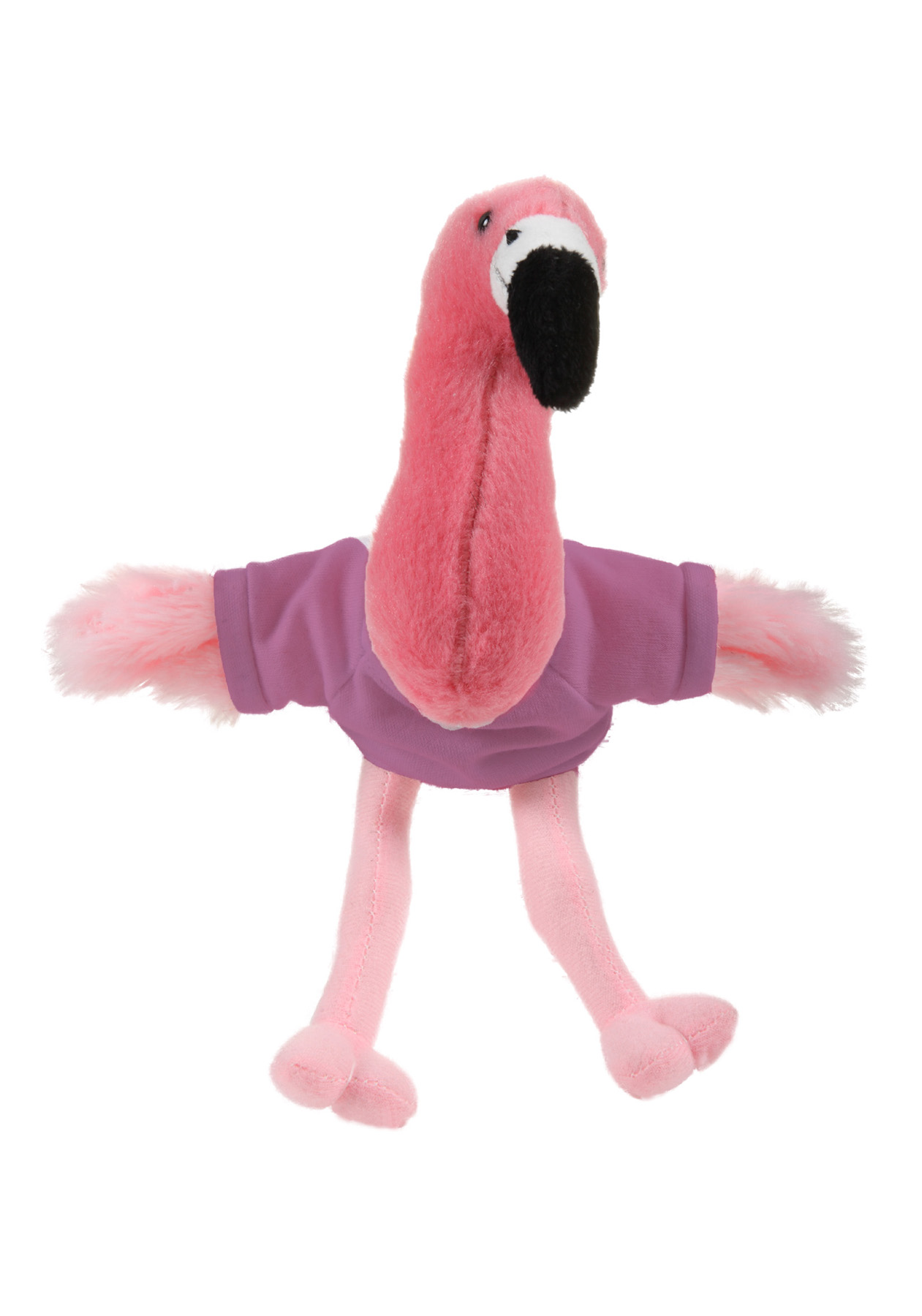 Soft Plush Sitting Flamingo waering a T-Shirt 13
