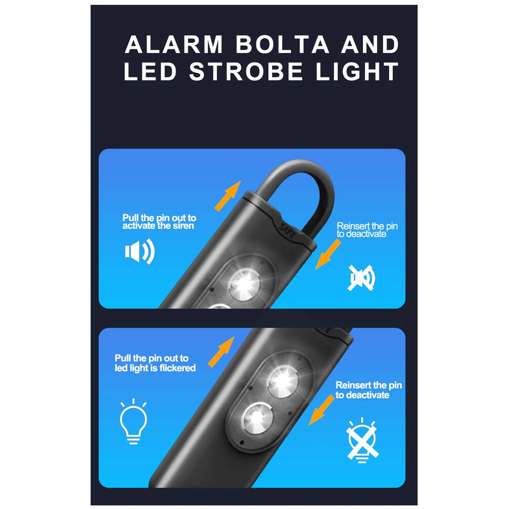 Self-Defense Alarm with Flashing Light 6