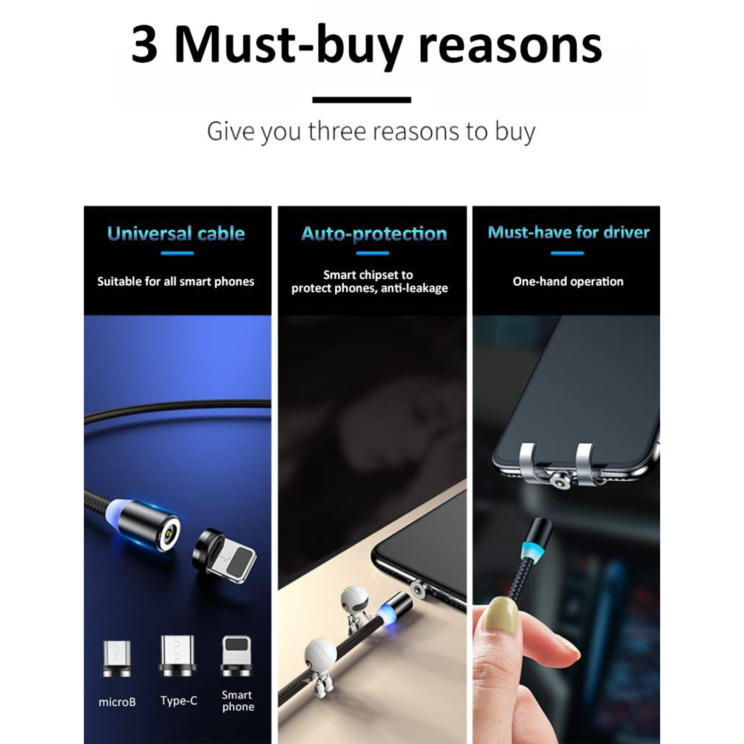 3 in 1 USB Data Line Magnetic Streamer 4