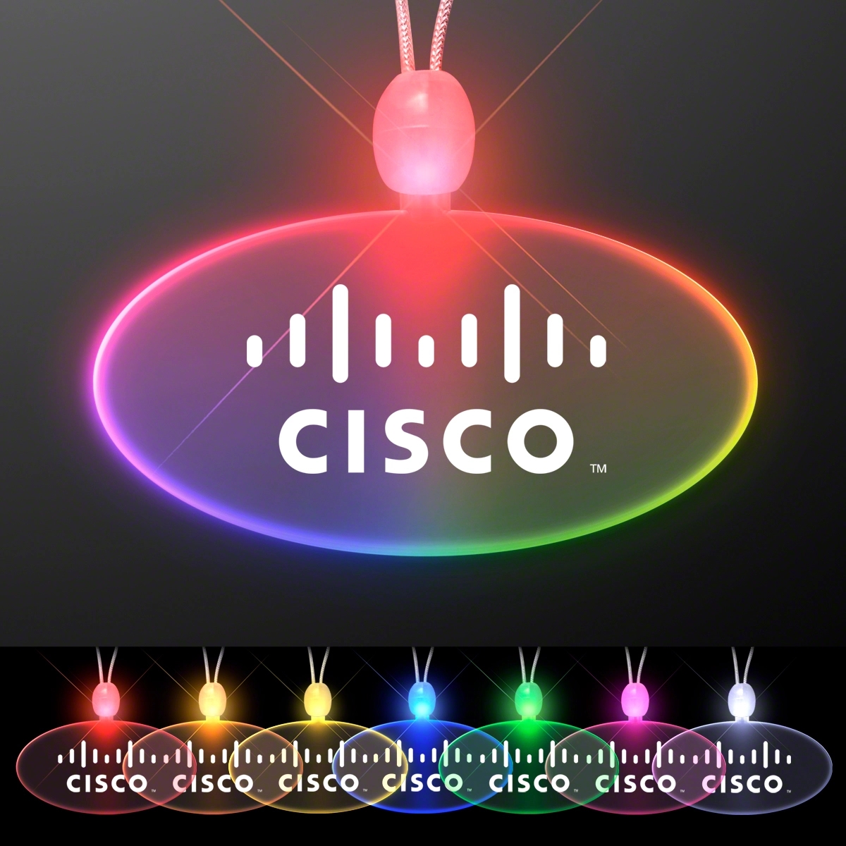 Light Up Promotional Acrylic Oval Necklace with LED 1