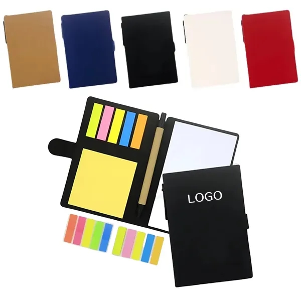 Kraft Paper Notebook with Pen and Colored Label Set 8