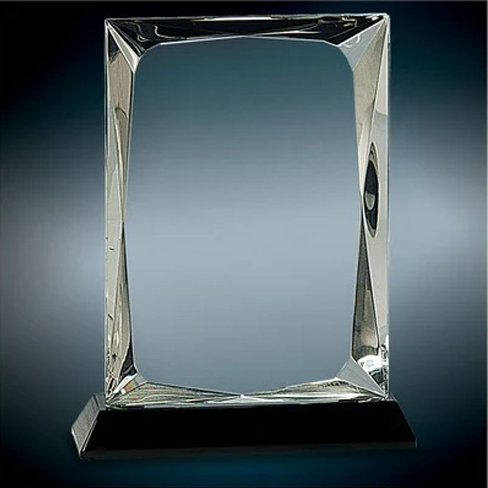8" Clear Crystal Rectangle withFacet and Black Crystal Base 3