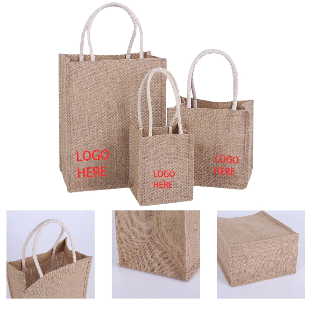Burlap Canvas Jute Tote Beach Bags 2