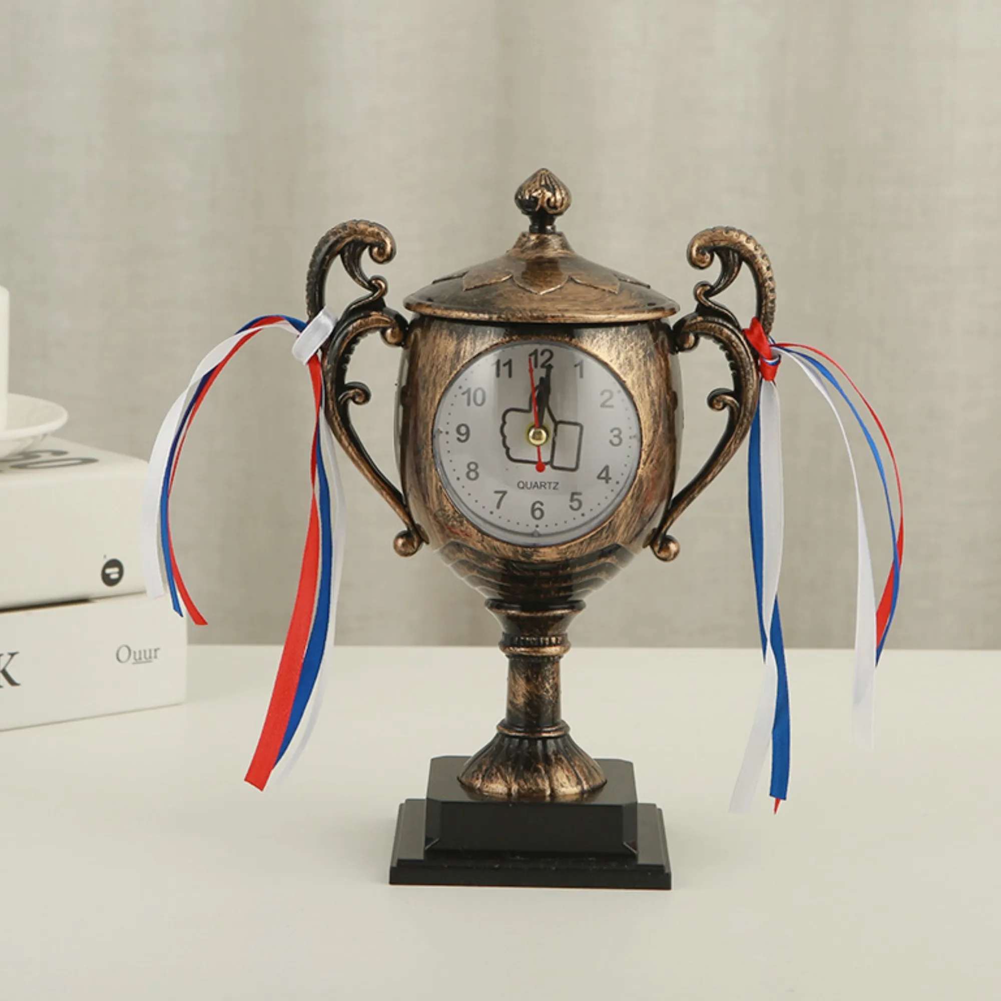Trophy - Shaped Desk Clock, Custom Logo, Corporate Award 2