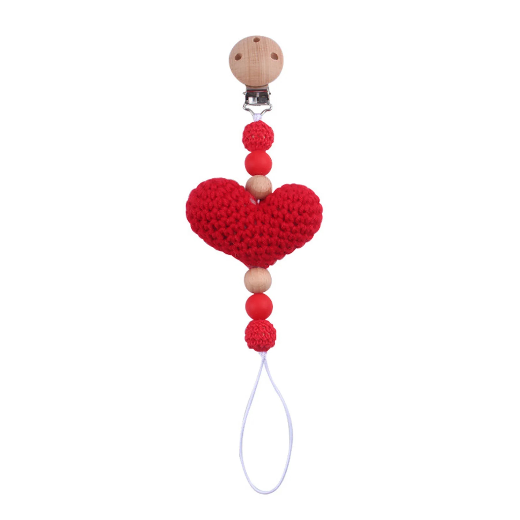 Knitted Heart Pacifier Chain 9