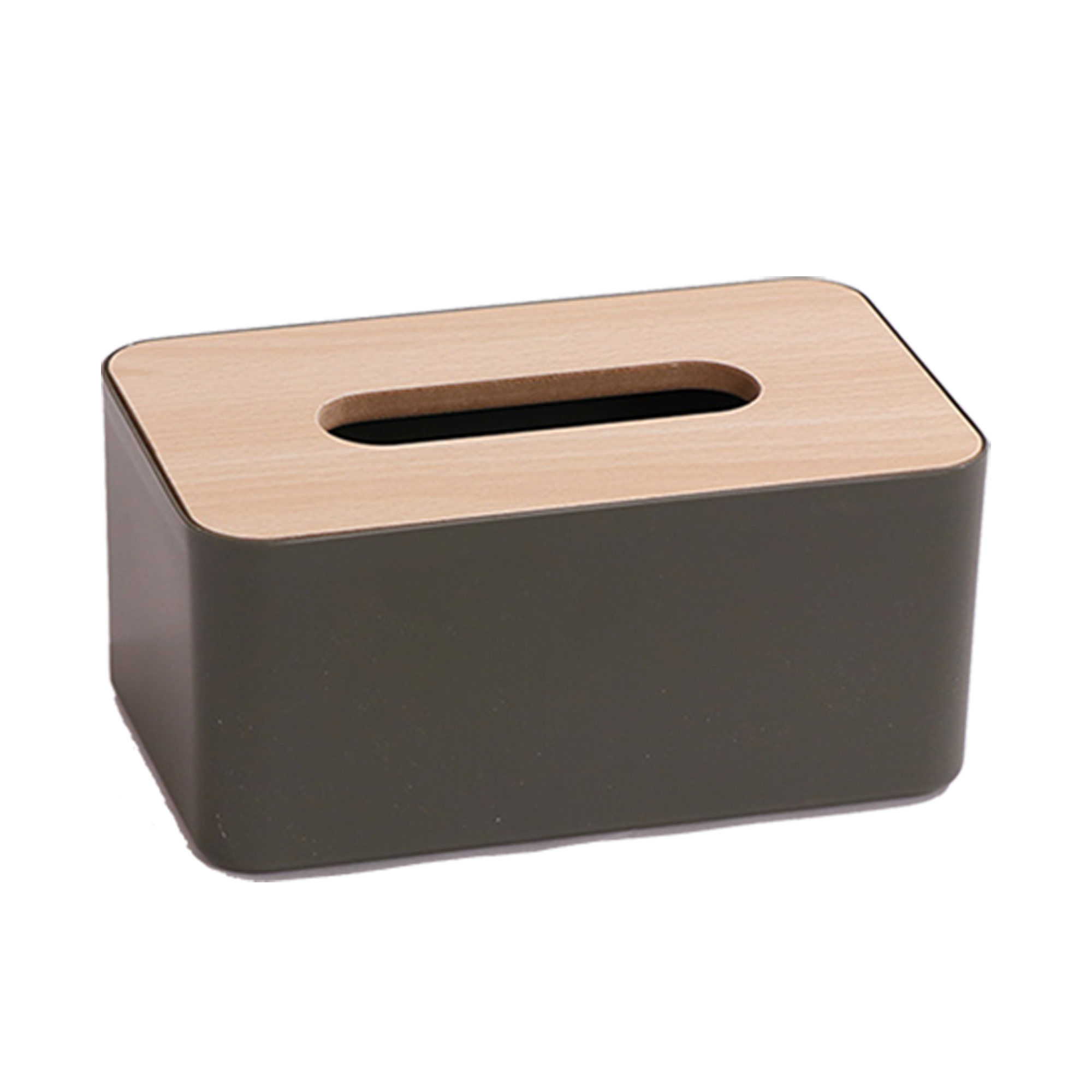 Plastic Tissue Box With Wood Lid 8