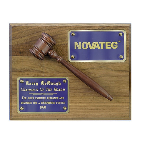 Simulated Walnut Plaque With 3-D Gavel 1