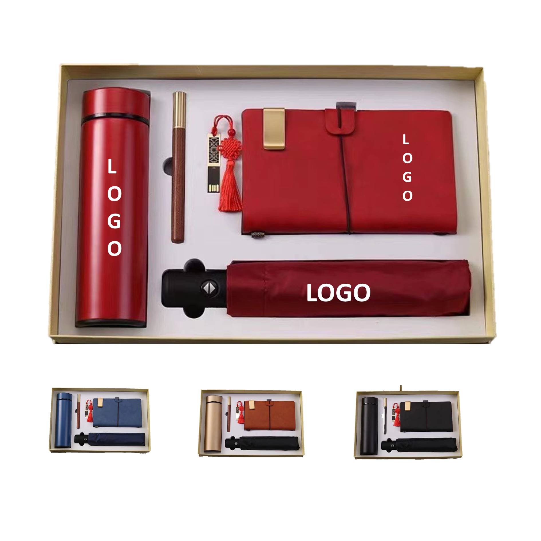 Business Gift Set Umbrella Tumbler Notebook Pen Usb Drive 2