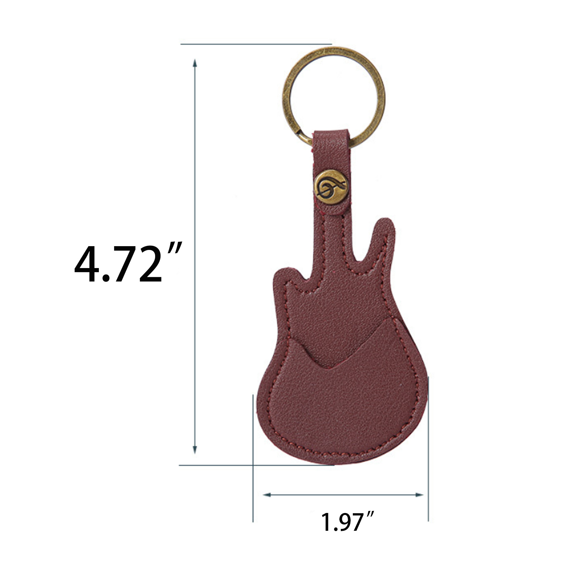 Guitar Pick Leather Case Keychain 3