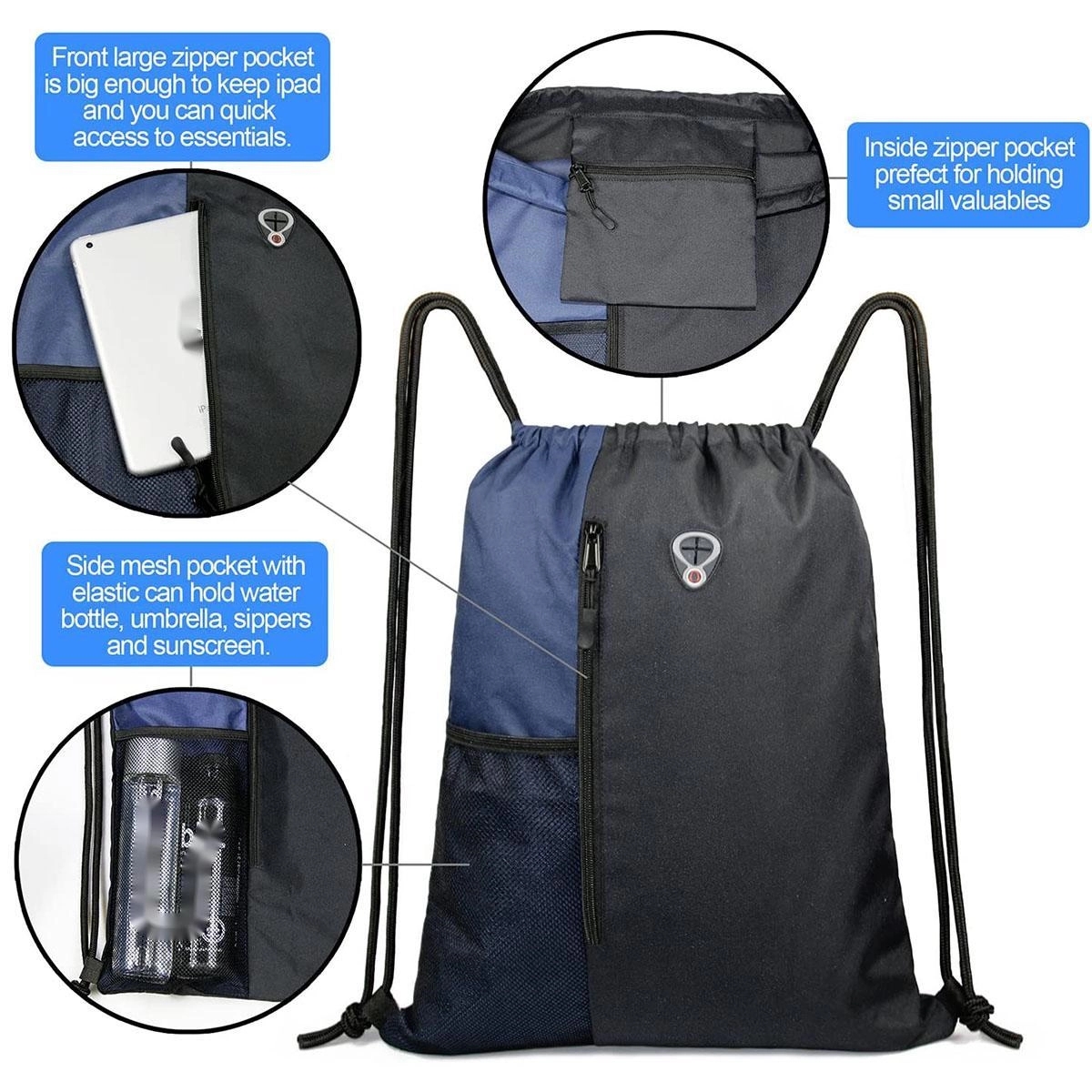Drawstring Backpack Sports Gym Bag For Women Men 2