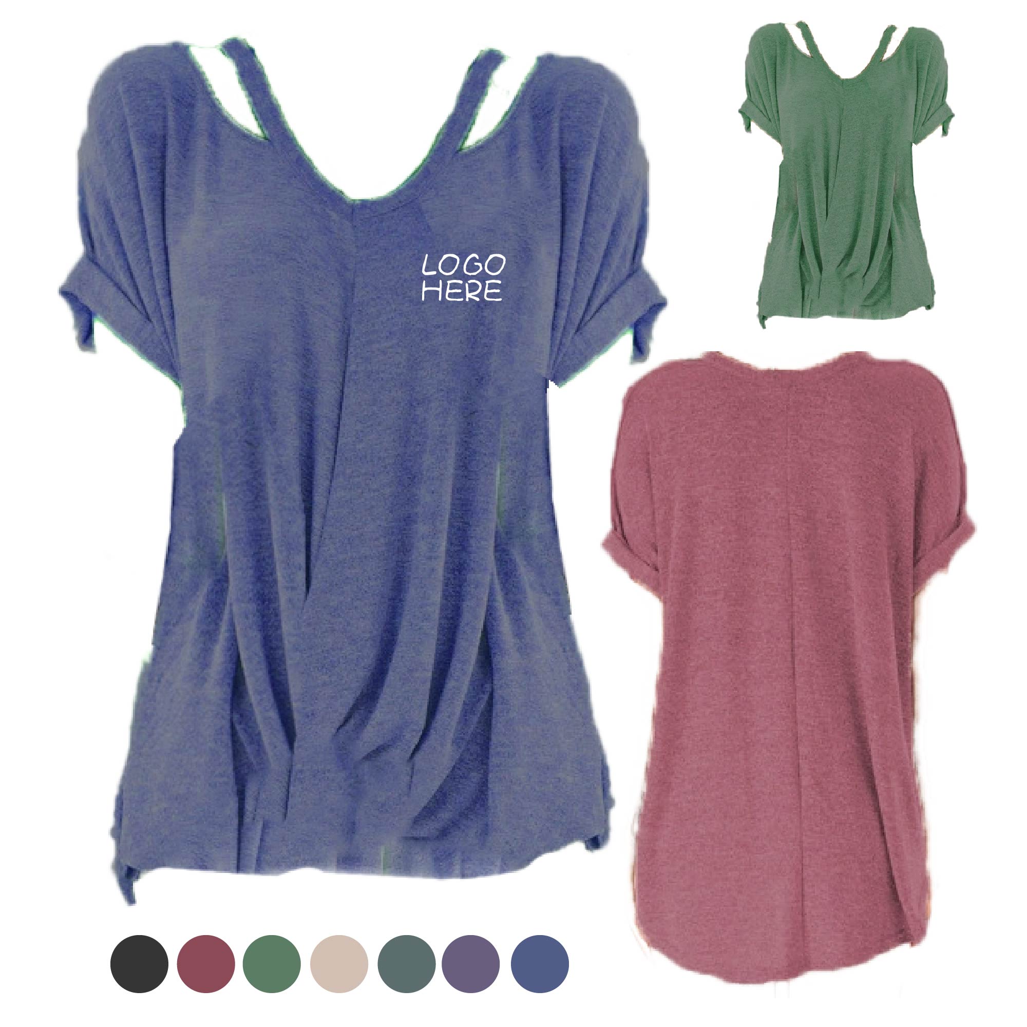 Casual V Neck Loose Sleeve Blouse Shirt 2