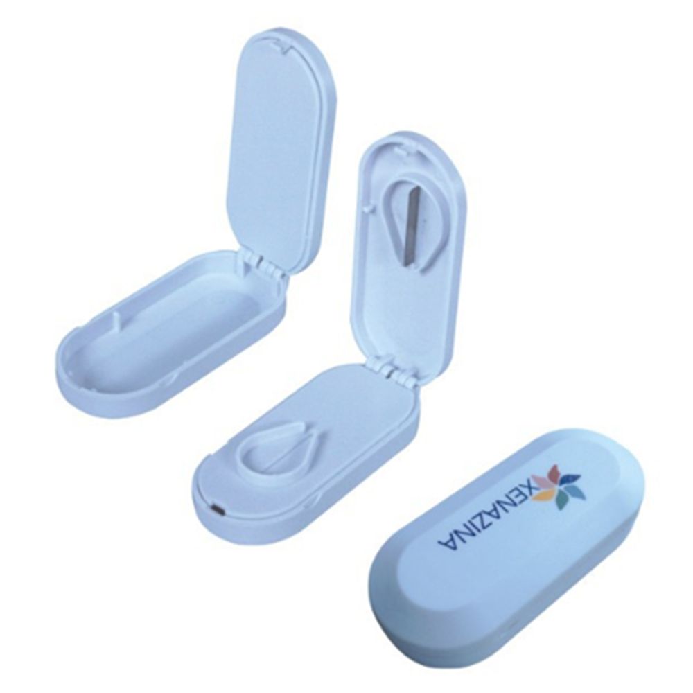 Oval Pill Case With Cutter 2