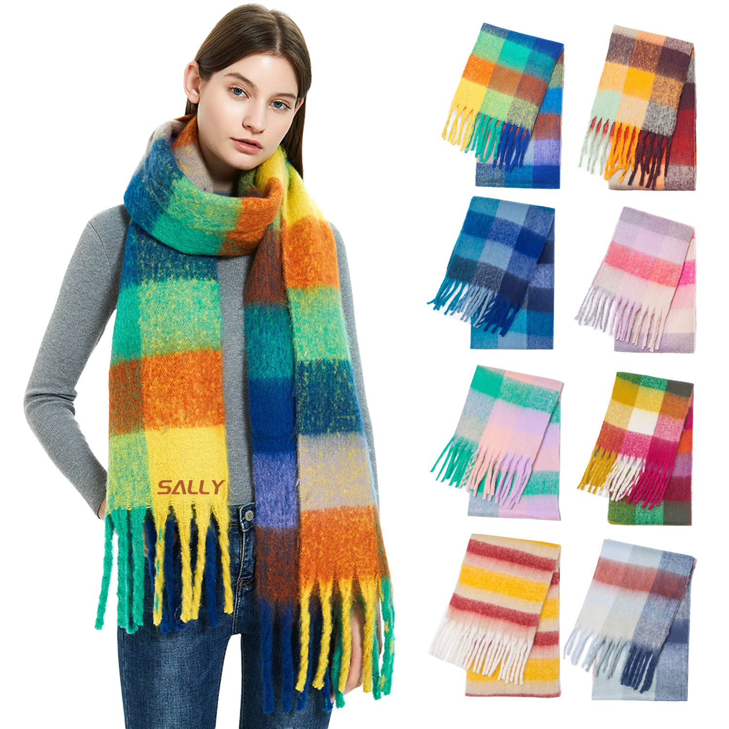 Fringed Plaid Shawl 2