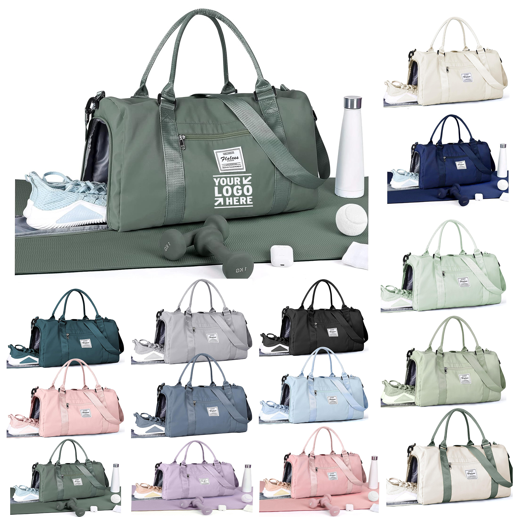 Women Men Swimming Yoga Travel Duffel Sport Gym Tote Bag With Shoes Compartment Wet Pocket 2
