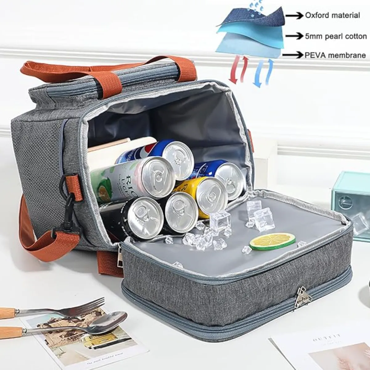 Double Layer Insulated Bag Large Capacity Outdoor Picnic 11