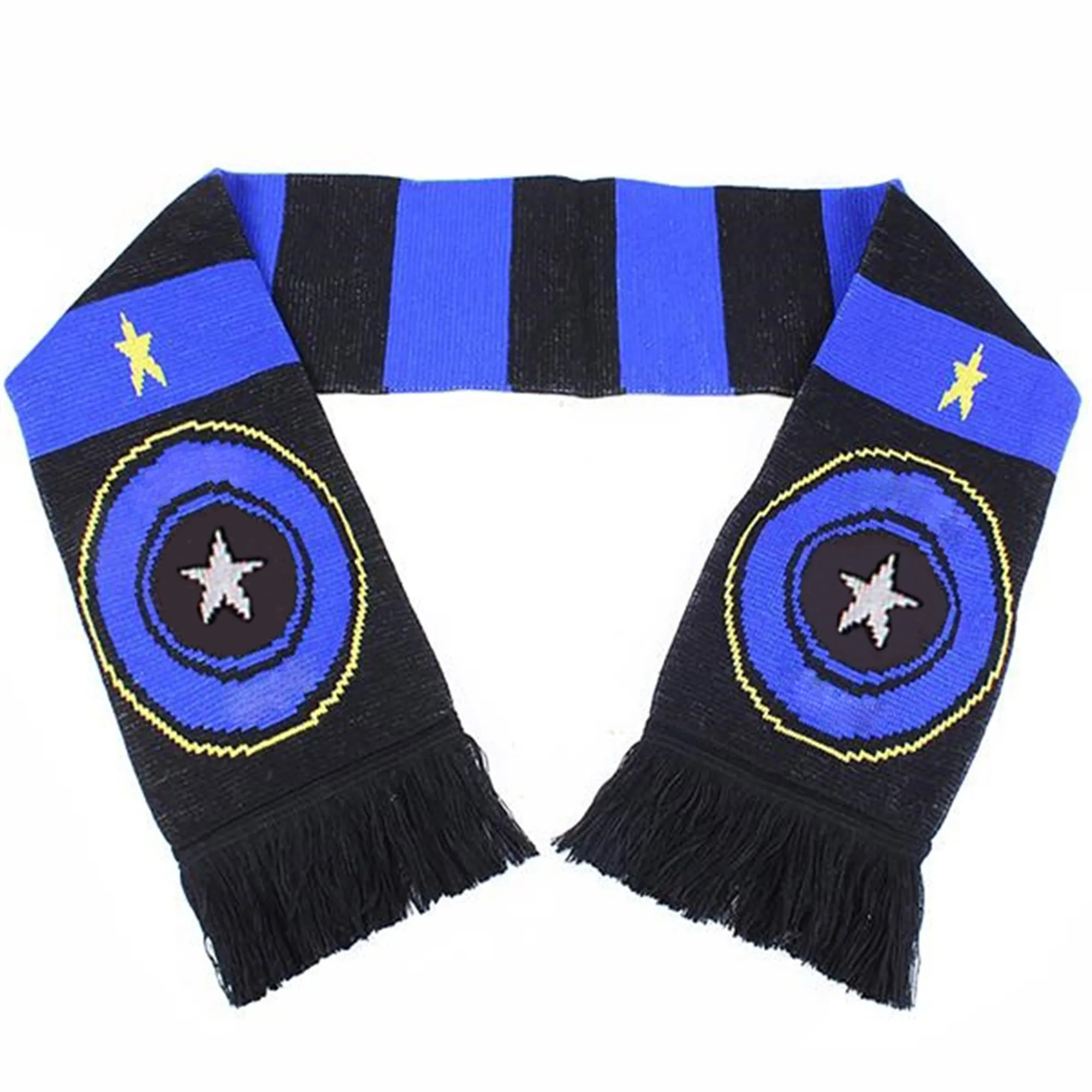 Double-Sided Stadium Knit Jacquard Scarf With Fringe 2