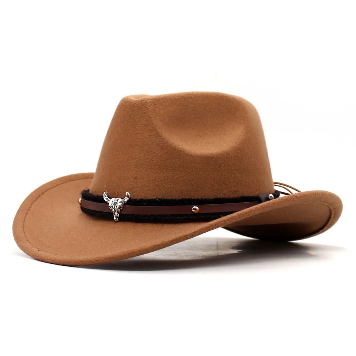 Unisex Classic Western Cowboy Men Felt Wide Brim Hats 2