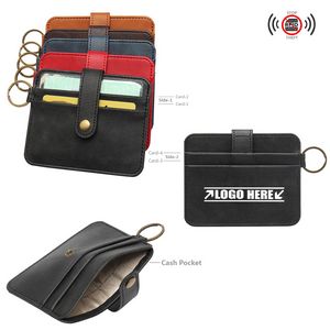RFID Blocking PU Leather Card Holder Wallet with Keychain 15