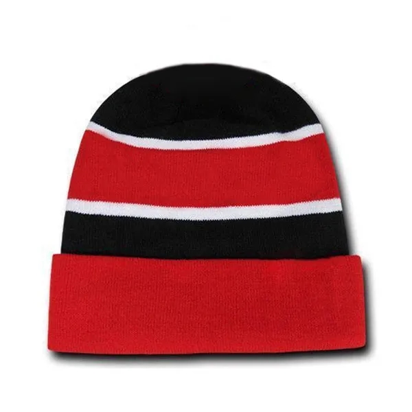 Striped Acrylic Knit Beanie With Cuff 8
