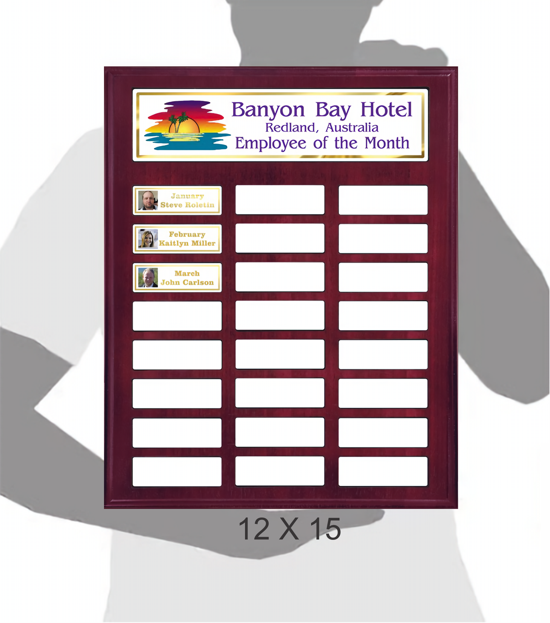 Perpetual Pocket Solid Walnut Plaque Sublimation Full Color Plaque w/24 Plates (12" X 15") 3